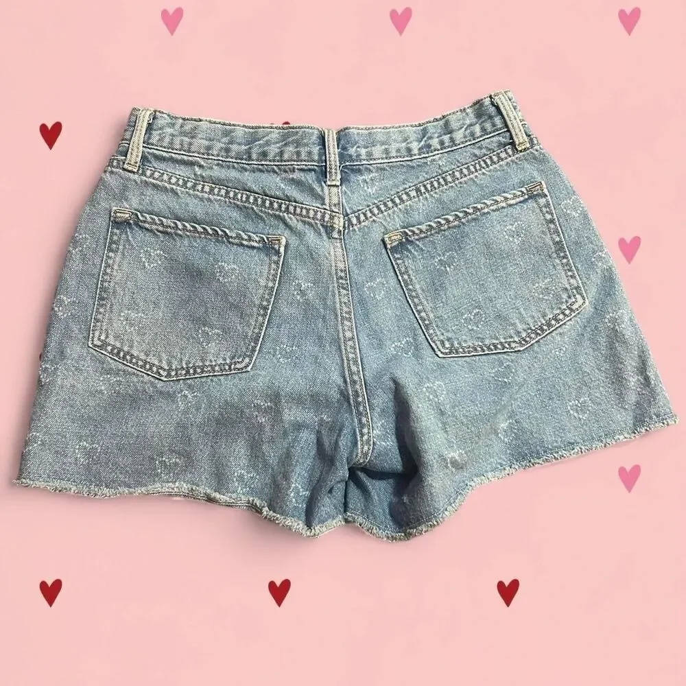 Denim shorts with hearts